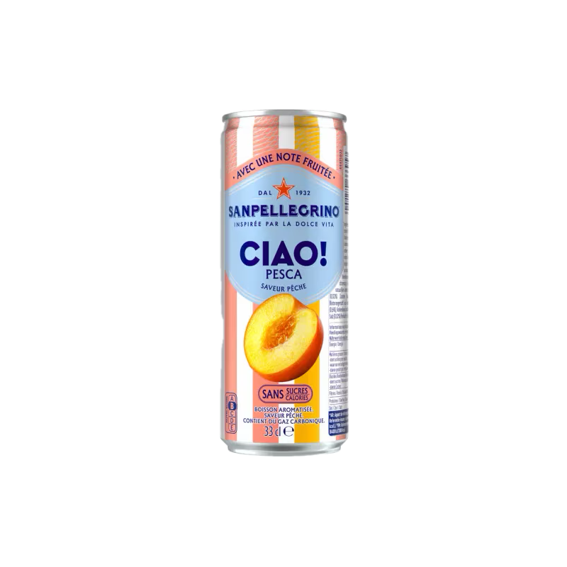 San Pellegrino CIAO Pêche (24 x 33cl Canettes)